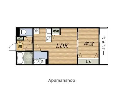サンプレミアム江坂(1LDK/2階)の間取り写真