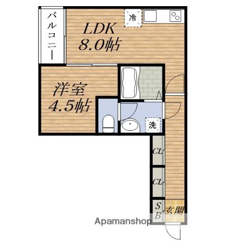 アルカディア江坂(1LDK/2階)の間取り写真