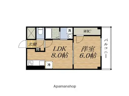 笹部ハイツ(1LDK/4階)の間取り写真
