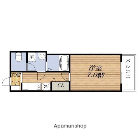 GRAND CASA RYOKUCHI-KOEN(1K/4階)の間取り写真