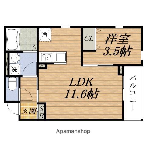 AMOUR VILLE ESAKA(1LDK/2階)の間取り写真