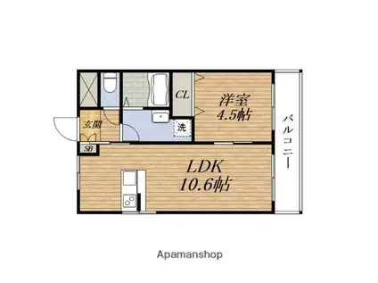 DO HIGASHIMIKUNI(1LDK/4階)の間取り写真