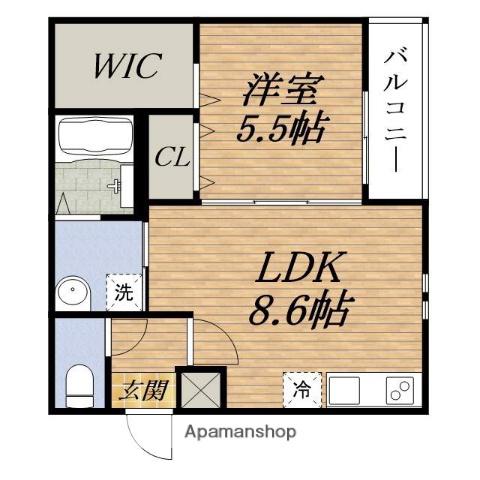 FUJIPALACE服部天神Ⅱ番館(1LDK/2階)の間取り写真