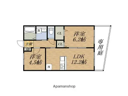 ピュアコート原町(2LDK/2階)の間取り写真