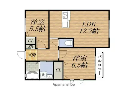 ピュアコート原町(2LDK/2階)の間取り写真