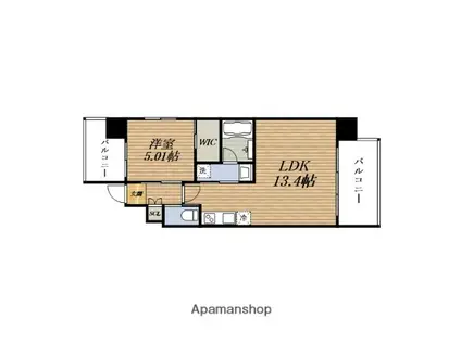 PREGIO三国ASIAN(1LDK/7階)の間取り写真