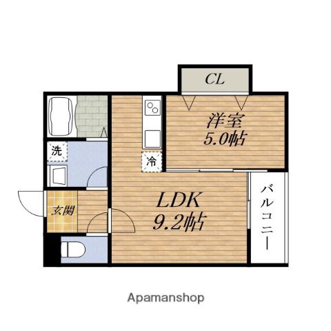 HARU吹田 フロント(1LDK/3階)の間取り写真