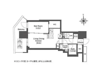 コンフォリア・リヴ本町ウエストQ(1LDK/11階)の間取り写真