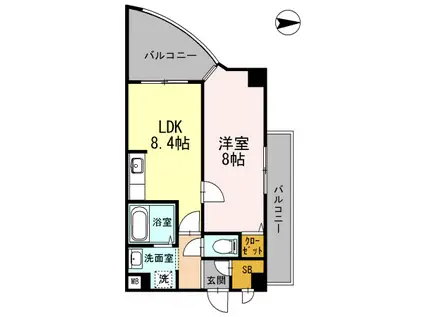 カスタリア新梅田(1LDK/8階)の間取り写真
