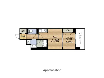 REFISIA箕面船場(1DK/4階)の間取り写真