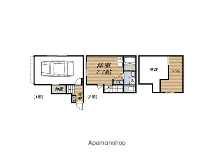 みのり稲ガレージハウス S(ワンルーム)の間取り写真