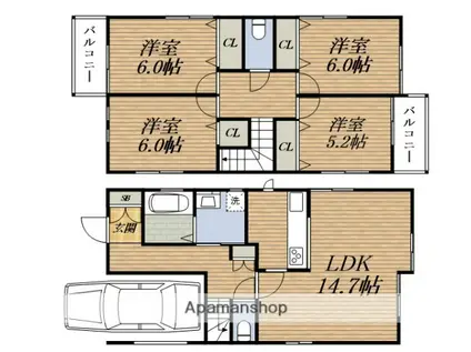 大阪メトロ御堂筋線 江坂駅 徒歩13分 2階建 築12年(4LDK)の間取り写真