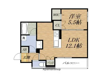 吹田市昭和町ヘーベルメゾン(1LDK/3階)の間取り写真