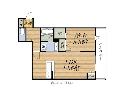 吹田市昭和町ヘーベルメゾン(1LDK/1階)の間取り写真