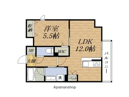 吹田市昭和町ヘーベルメゾン(1LDK/1階)の間取り写真