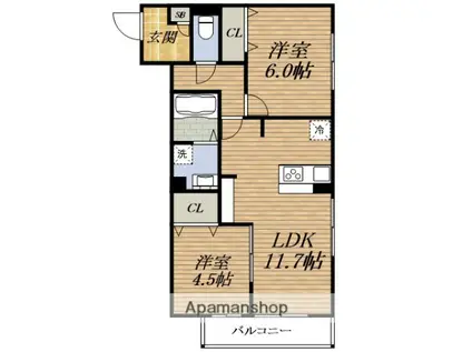 FLAT COMFY 豊中(2LDK/2階)の間取り写真