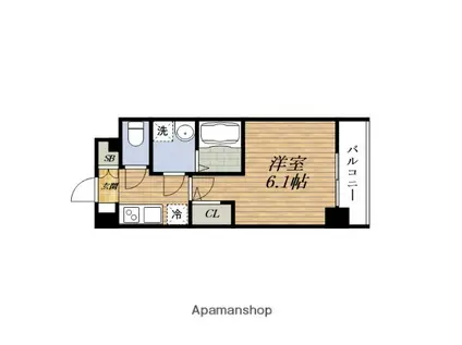 SOLASIARESIDENCE千里丘(1K/6階)の間取り写真