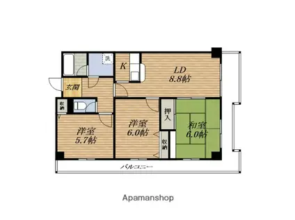 センチュリー上山手(3LDK/2階)の間取り写真
