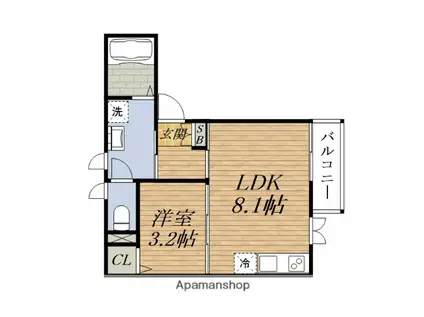 GLAN CASALIA(1LDK/1階)の間取り写真