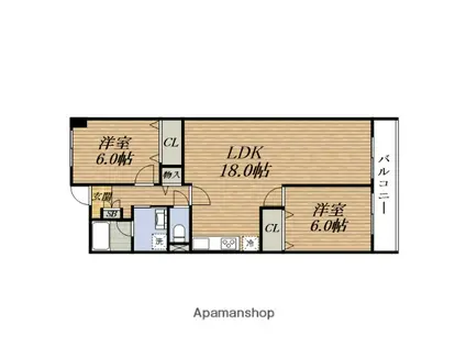 エバーグリーンハイツ(2LDK/6階)の間取り写真