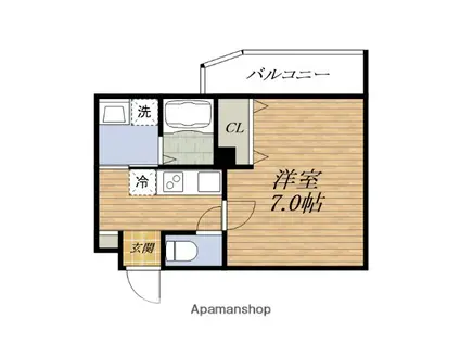 プルメリア阪大前(1K/3階)の間取り写真