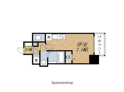 ファーストフィオーレ大阪ウエストウェルビング(ワンルーム/3階)の間取り写真