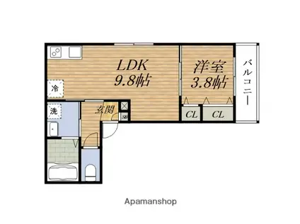 ココングランジュール豊中立花町(1LDK/3階)の間取り写真