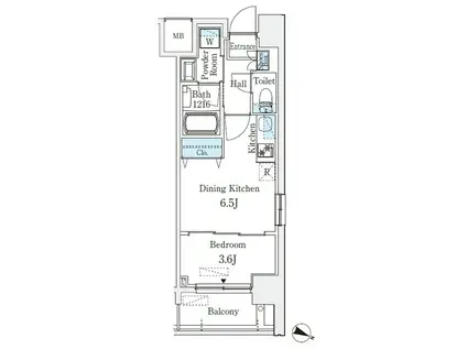 京町堀ビューアパートメント(1DK/6階)の間取り写真