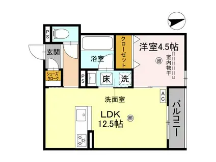 クレッシェンドVI(1LDK/1階)の間取り写真