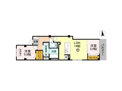 ソレイユ上汐(2LDK/3階)の間取り写真