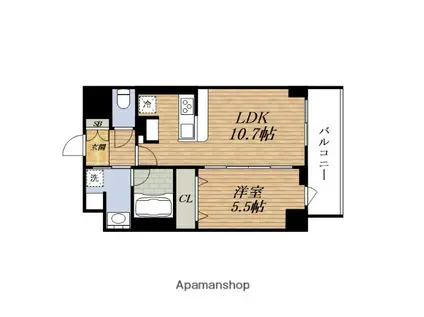 ハピネスガーデンSHIN-OSAKA(1LDK/7階)の間取り写真