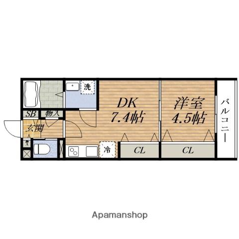 LA FAMILLE K SHIN-OSAKA(1DK/2階)の間取り写真