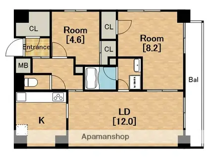 KDX堺筋本町レジデンス(2LDK/14階)の間取り写真