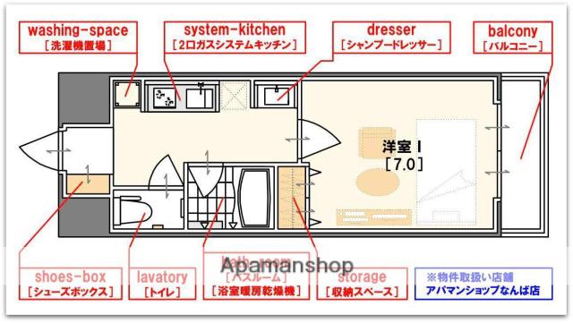 パークハウスナンバ(1K/7階)の間取り写真