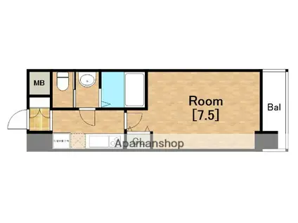 ミアカーサあわざ(1K/9階)の間取り写真