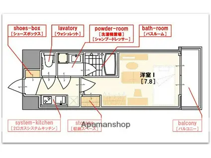 アーデンタワー西本町(1K/12階)の間取り写真