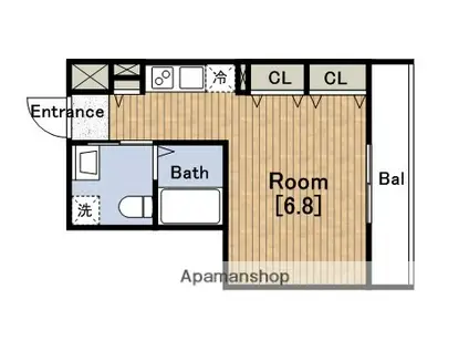 WOB SHINMACHI(1K/3階)の間取り写真