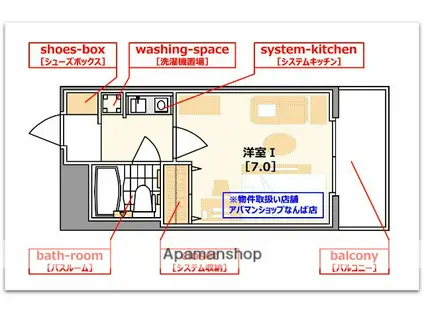 エスリード難波(1K/8階)の間取り写真