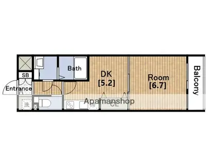 フロンティアタワー九条ⅢCITYSPIRE九条Ⅲ(1DK/8階)の間取り写真