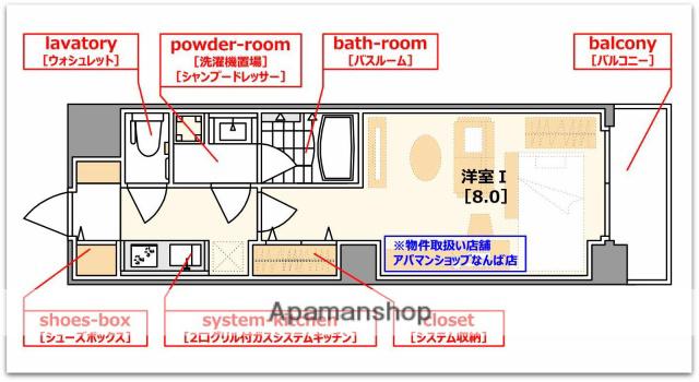 ウィルテラスなんば南サムティナンバ南(1K/10階)の間取り写真
