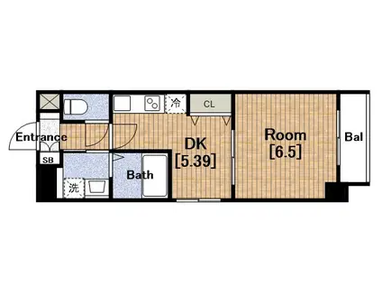 フロンティアタワー九条ⅡCITYSPIRE九条Ⅱ(1DK/11階)の間取り写真