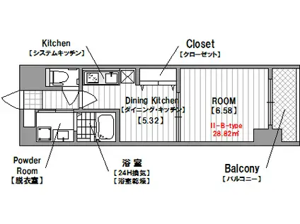 フロンティアタワー九条ⅡCITYSPIRE九条Ⅱ(1DK/6階)の間取り写真