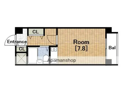 F難波南(1K/3階)の間取り写真