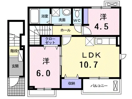 メゾン カルム(2LDK/2階)の間取り写真
