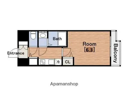 エス・キュート京町堀(1K/13階)の間取り写真