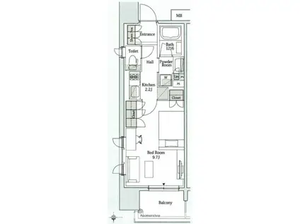 PARKAXIS大阪新町(1K/6階)の間取り写真