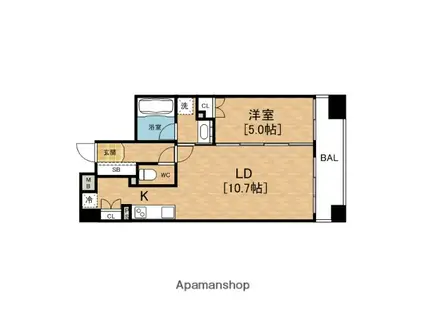 プライムアーバン堺筋本町(1LDK/11階)の間取り写真