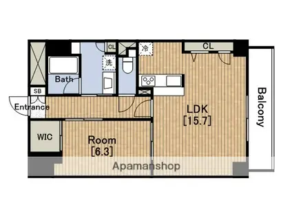 グランルージュ谷町六丁目(1LDK/13階)の間取り写真