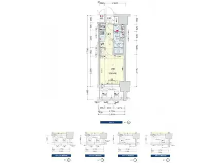 プレサンス天神橋スカイル(1K/12階)の間取り写真