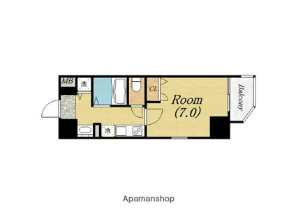 ジュネーゼグラン難波ミラージュ(1K/7階)の間取り写真